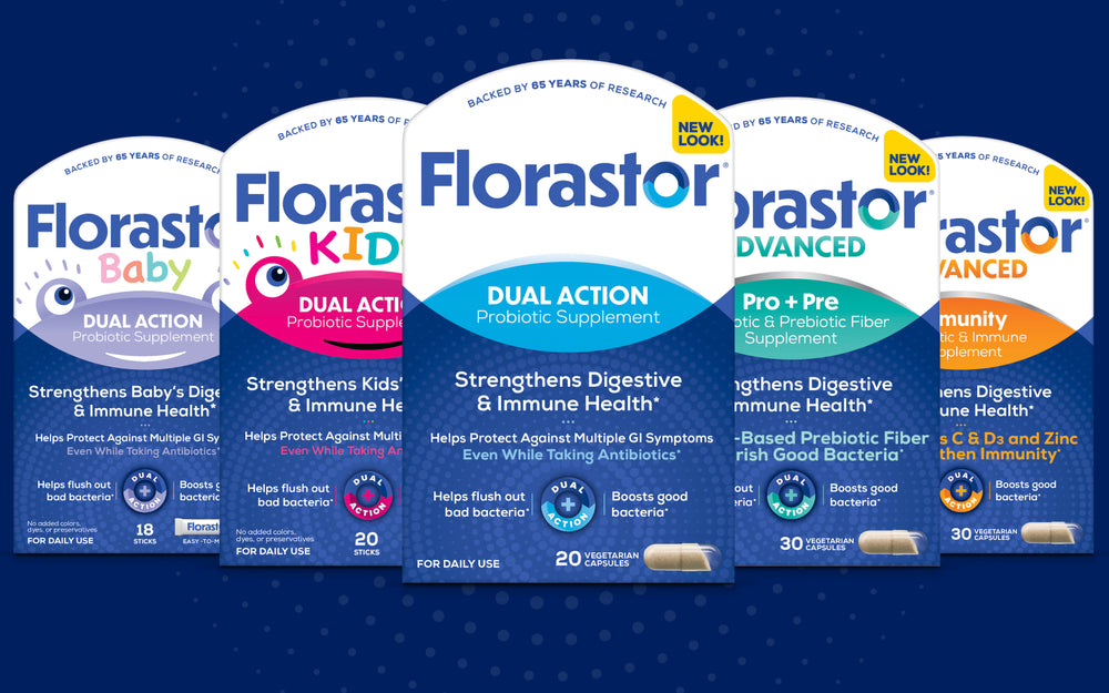 Florastor product images and an enlarged Florastor capsule