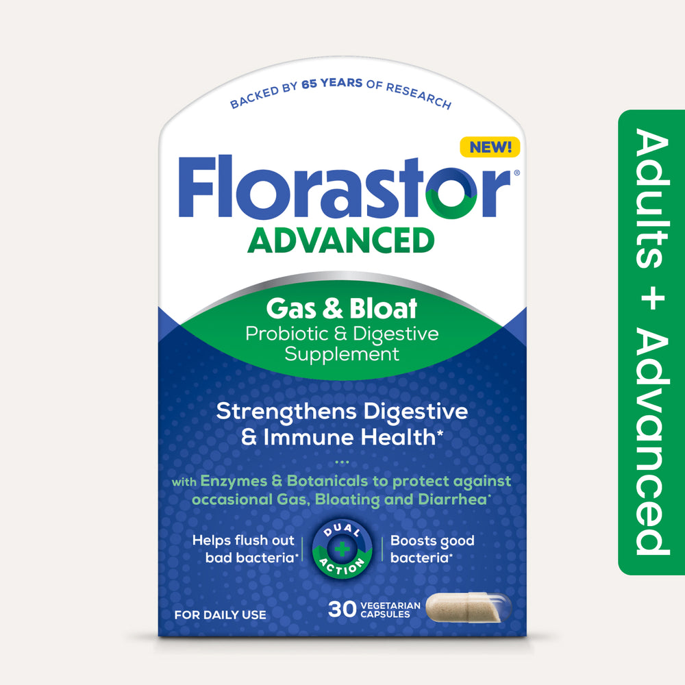 Florastor® Advanced Gas & Bloat Probiotic & Digestive Supplement